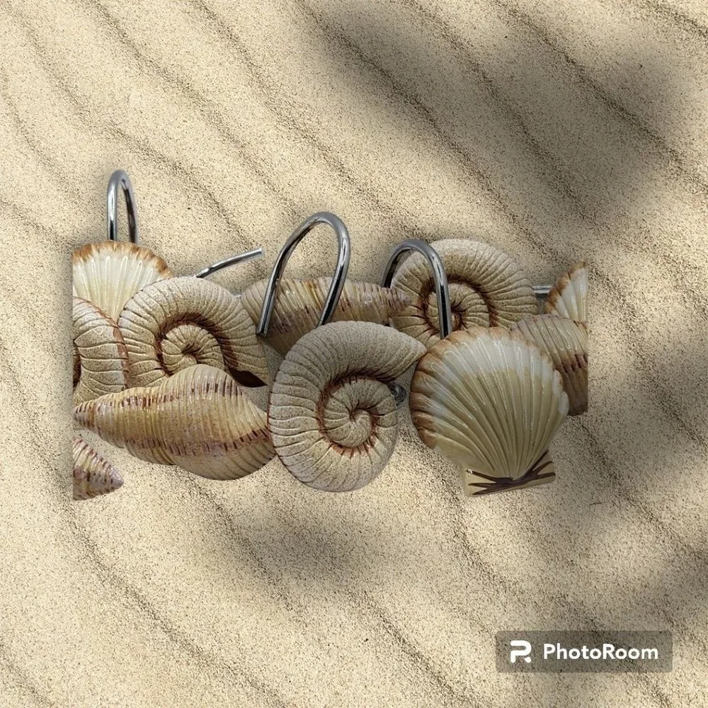 Seashell Shower Curtain Hooks Set Of 12 Preowned Read And View